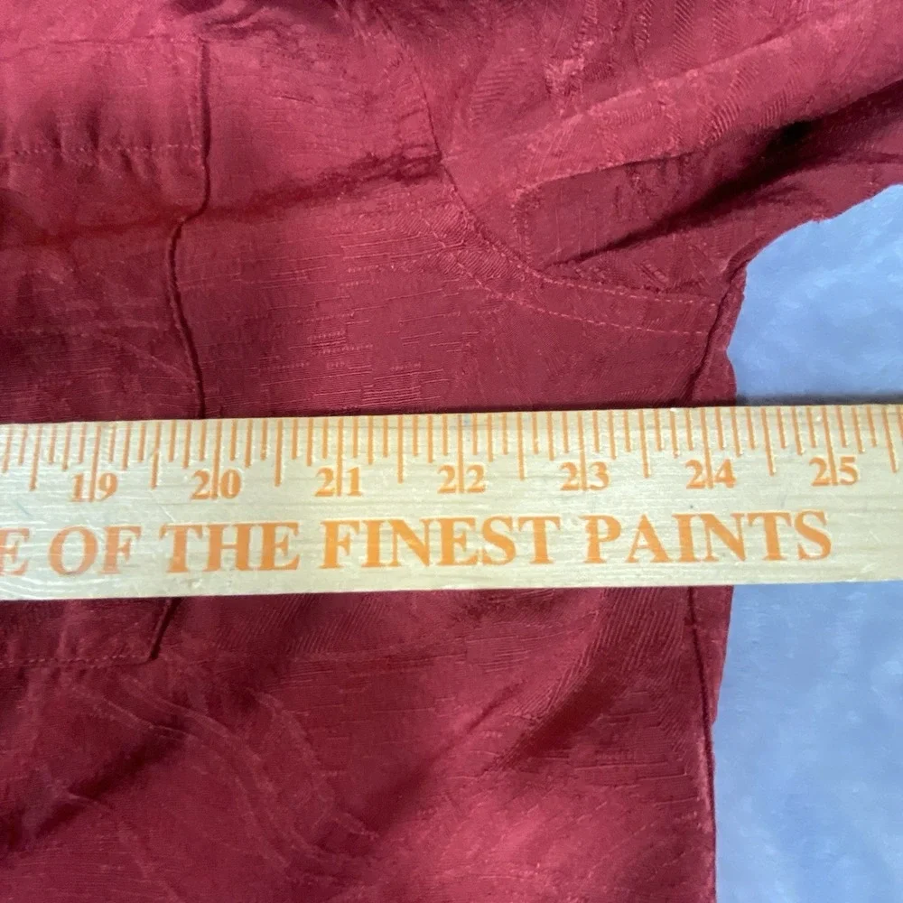 CABANA Mens XL Shirt Red Sueded Hawaiian Tropical Embossed Short Slv Button - Picture 8 of 8